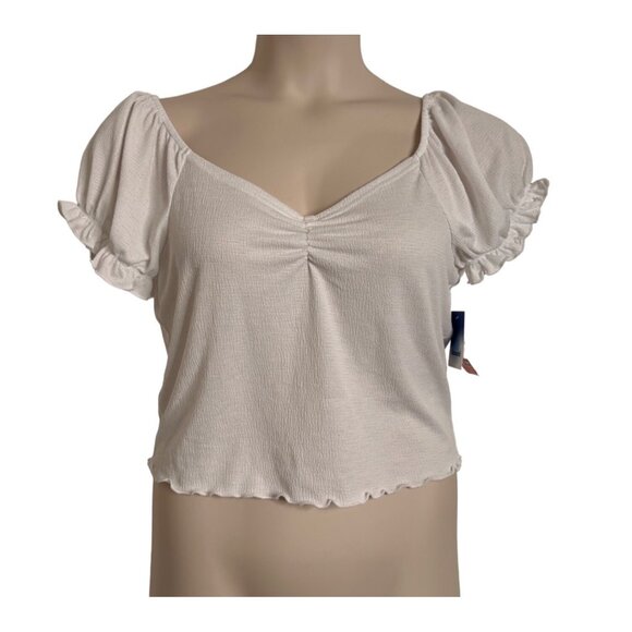 Abound Nordstrom's White Gauze Cropped Top Size XL Lettuce Raw Hems NWT - Picture 9 of 9